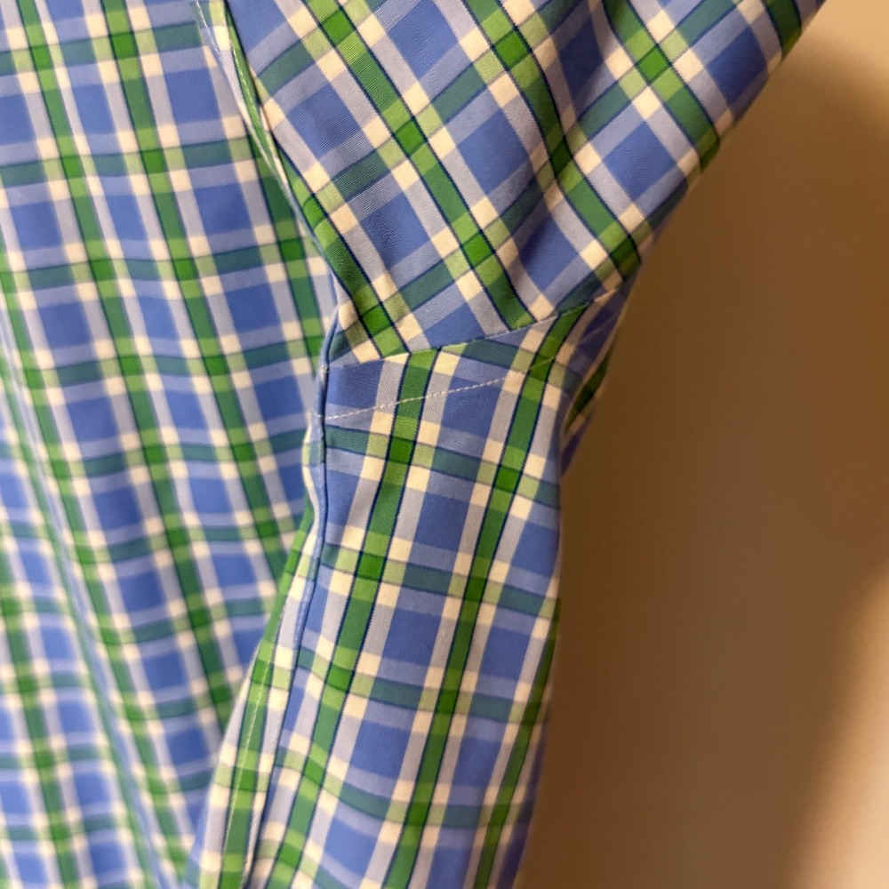 Brooks Brothers Mens Regular Fit Non-Iron Cotton Plaid Button Down Shirt Blue L - Picture 8 of 9